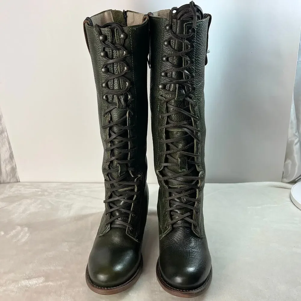 Freebird by Steven Grany Lace Up Boots in Olive - Picture 3 of 17